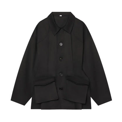 Loose-fit shirt jacket with collar and patch pockets