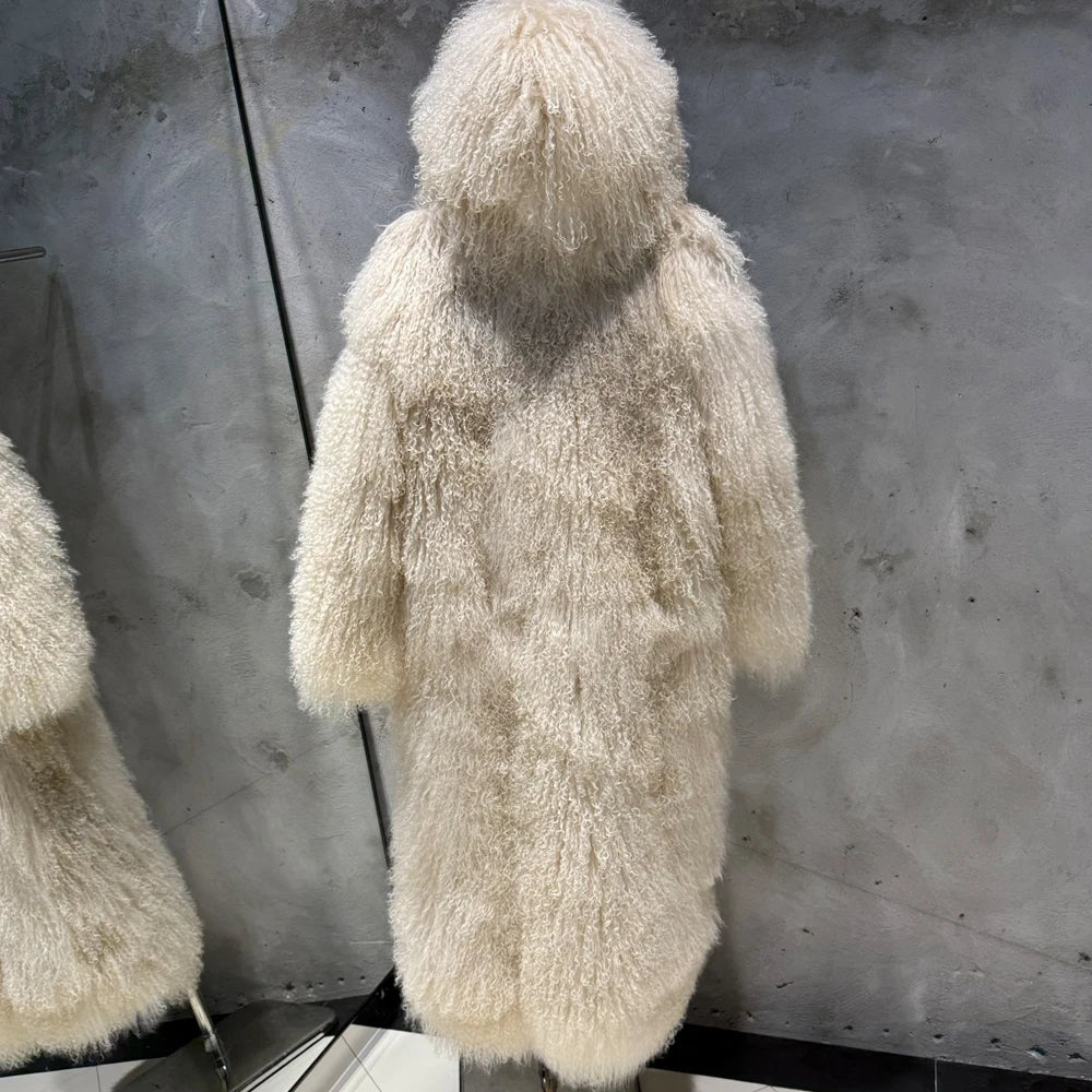 Women's Coat with Long Faux Fur Collar Long Sleeve Fluffy Teddy Coat