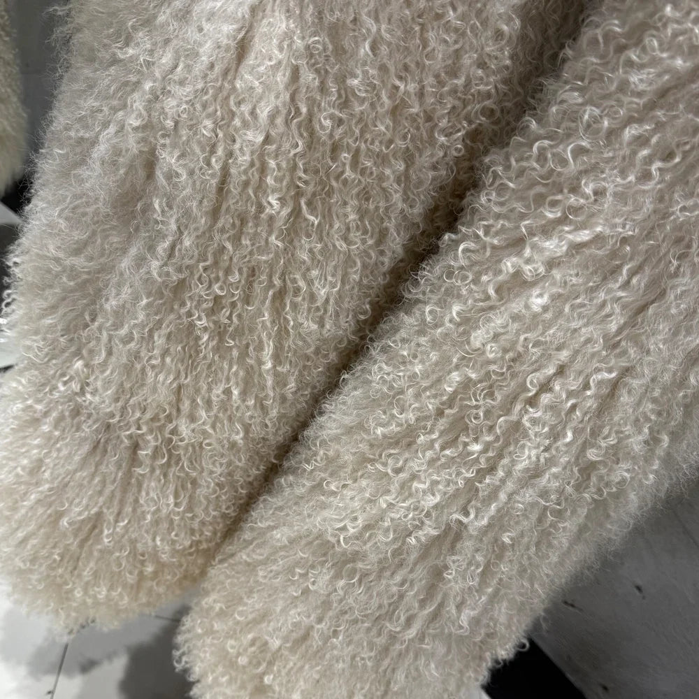 Women's Coat with Long Faux Fur Collar Long Sleeve Fluffy Teddy Coat