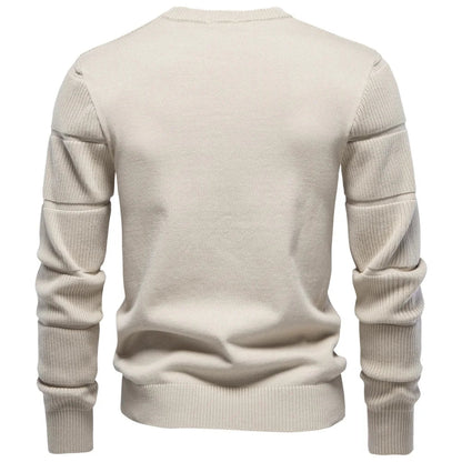Herren Pullover Rundhals Rippstrick Optik Langarm