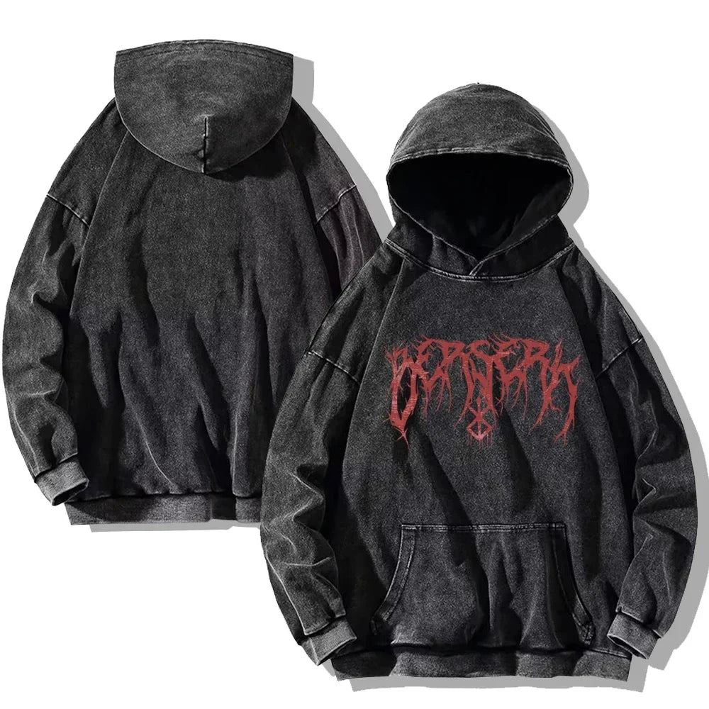 Oversized washed unisex hoodie with graphic print