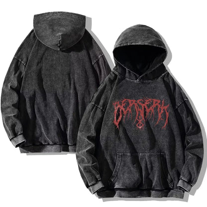 Oversized washed unisex hoodie with graphic print