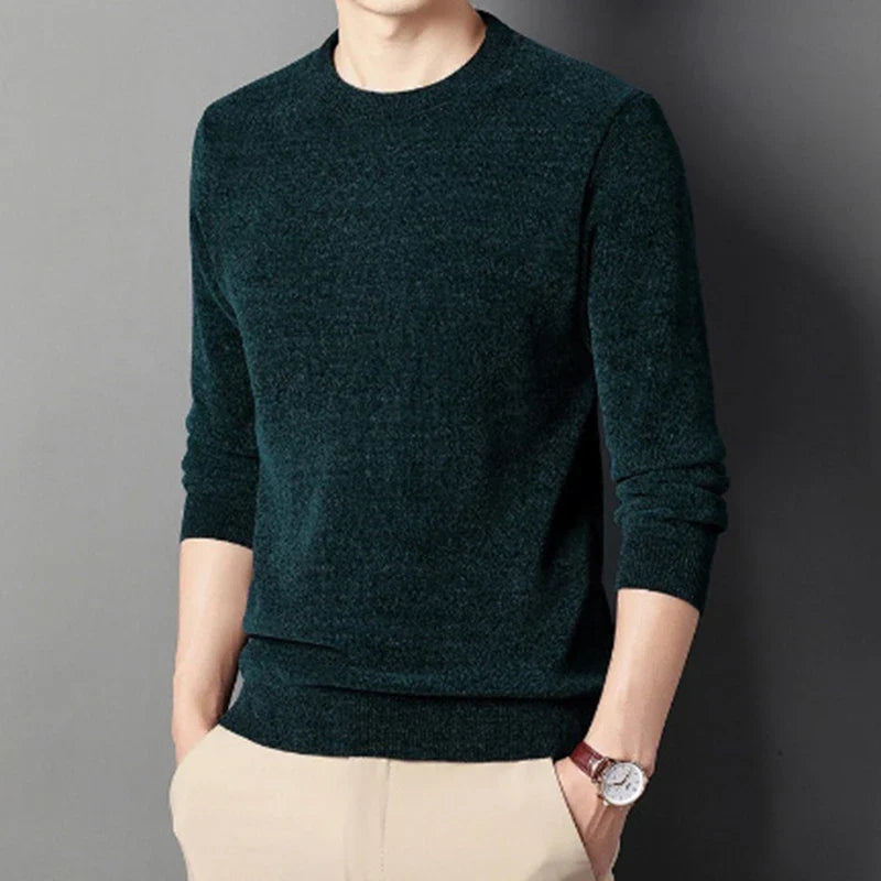 Men's crew-neck long-sleeve pullover winter warm knit pullover