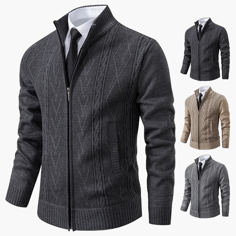 Men's knitted cardigan with zipper – fashionable business cardigan for stylish occasions