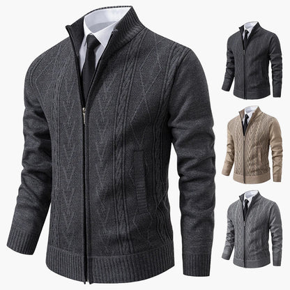 Men's knitted cardigan with zipper – fashionable business cardigan for stylish occasions