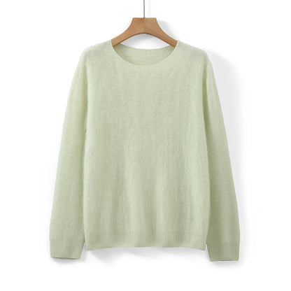 Soft women's crew-neck long-sleeve knit sweater