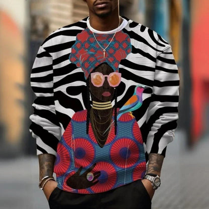 Men's crew-neck sweatshirt with graphic print, long-sleeved
