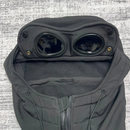 Kapuzenjacke mit Reißverschluss und integrierter Brille - Schwarz