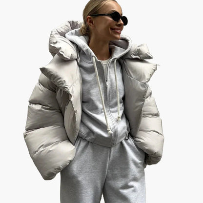 Damen Steppjacke Winterjacke mit Kapuze – Modische Oversize Pufferjacke für kalte Tage