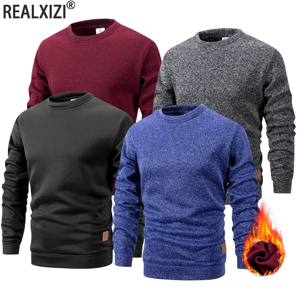 Men's crew-neck sweater, long sleeve, warm