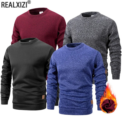 Men's crew-neck sweater, long sleeve, warm