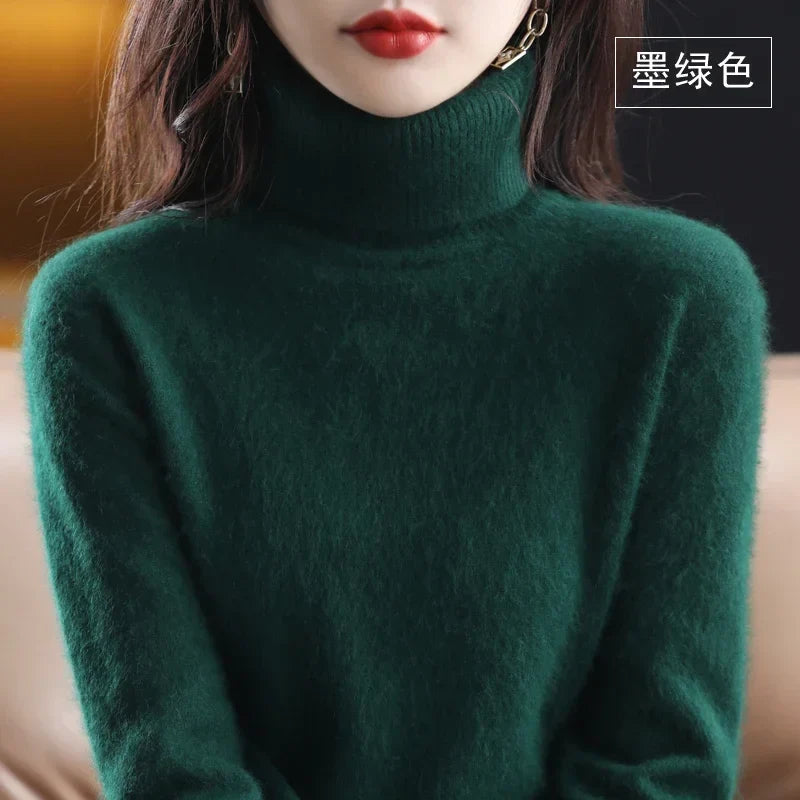 Women's turtleneck sweater long sleeves fine-knit sweater soft material