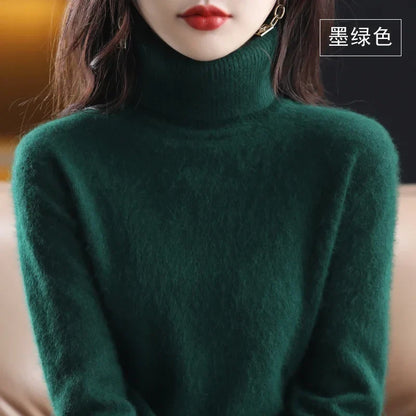 Women's turtleneck sweater long sleeves fine-knit sweater soft material
