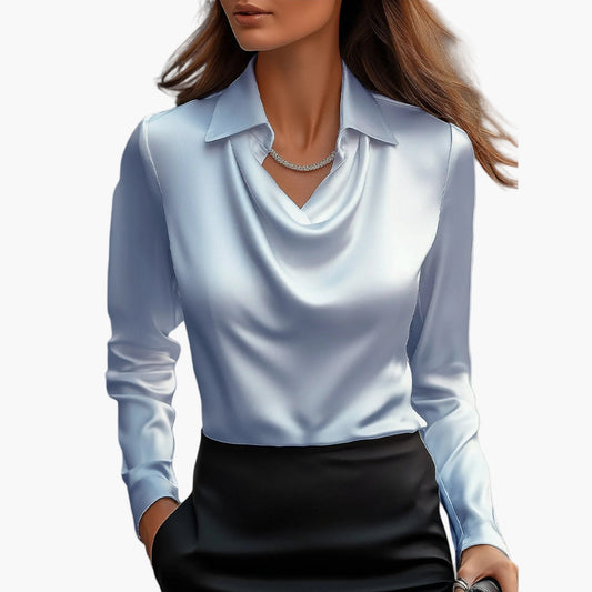 Women's Elegant Blouse with Waterfall Collar – Business & Festive Look