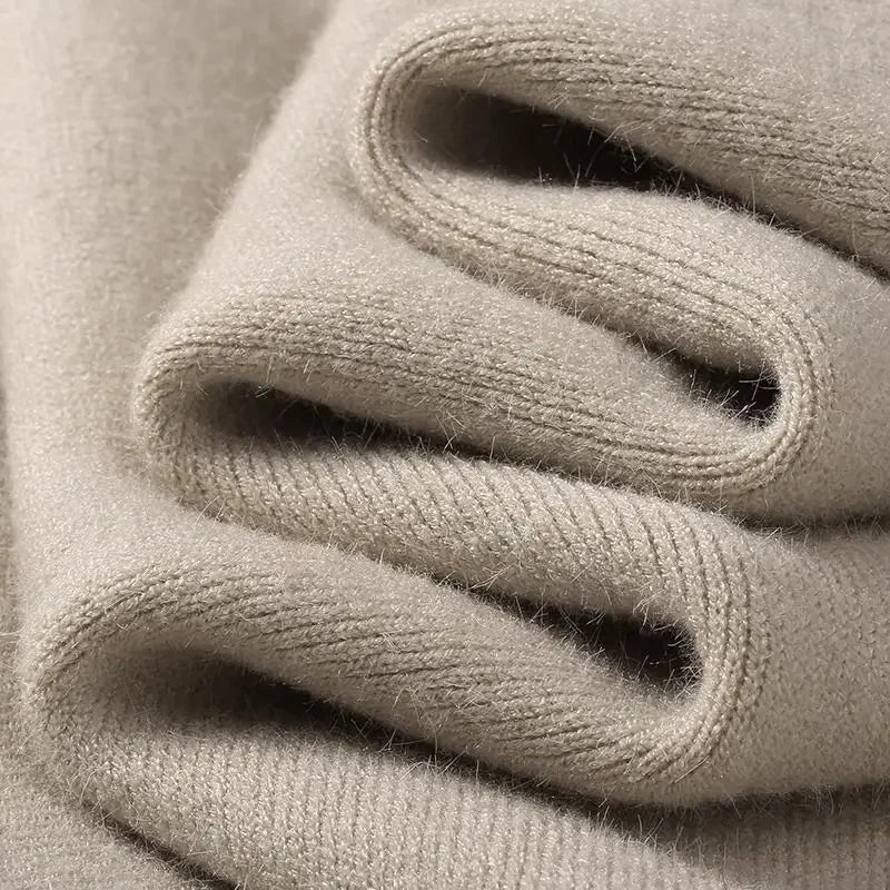 Unisex winter pullover with plush lining - turtleneck or crew neck