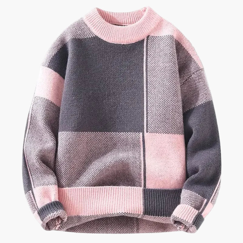 Men's sweater with modern geometric design – Casual knitwear for everyday and leisure