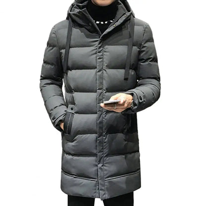 Men's hooded quilted winter coat – Long, warm & padded