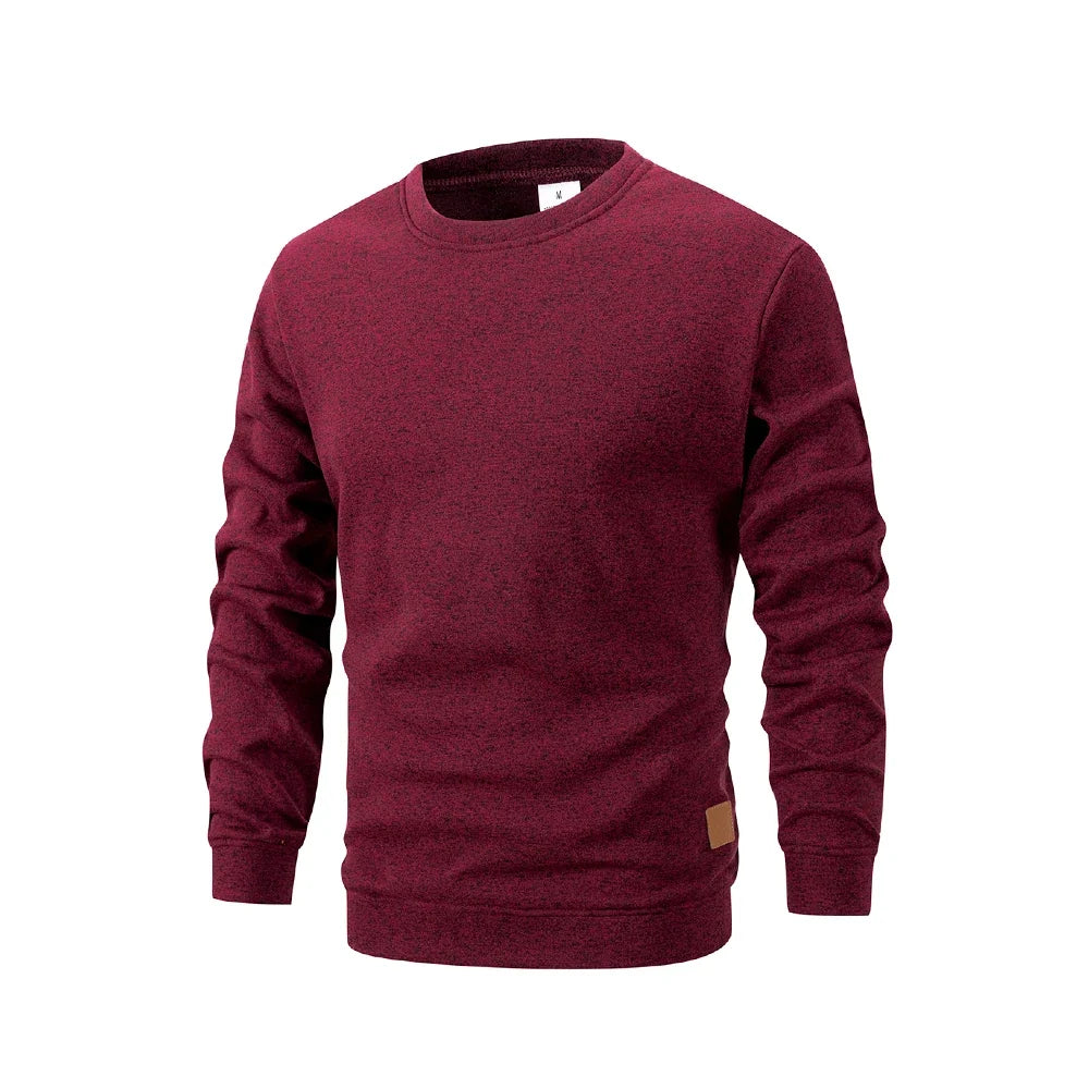 Men's crew-neck sweater melange knit look long-sleeve basic shirt
