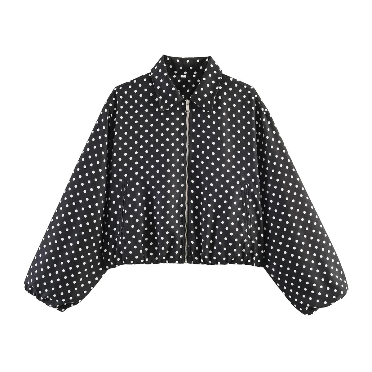 Women's cropped bomber jacket with zipper & collar