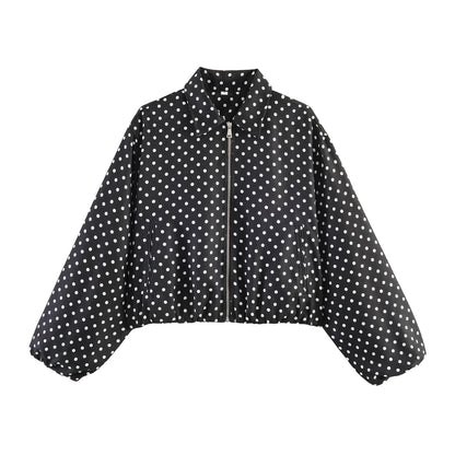 Women's cropped bomber jacket with zipper & collar