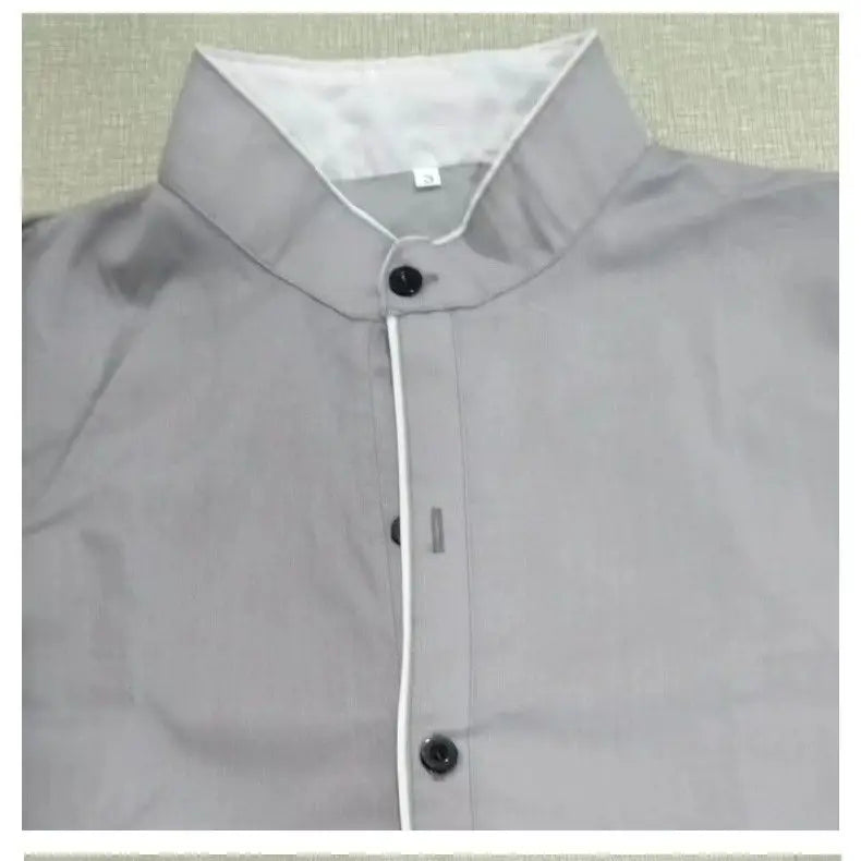 Men's Slim Fit Stand Collar Shirt – Fashionable Business & Casual Shirt with Contrast Elements, Long Sleeve