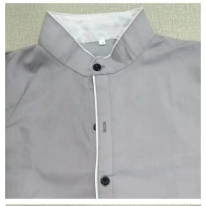 Men's Slim Fit Stand Collar Shirt – Fashionable Business & Casual Shirt with Contrast Elements, Long Sleeve