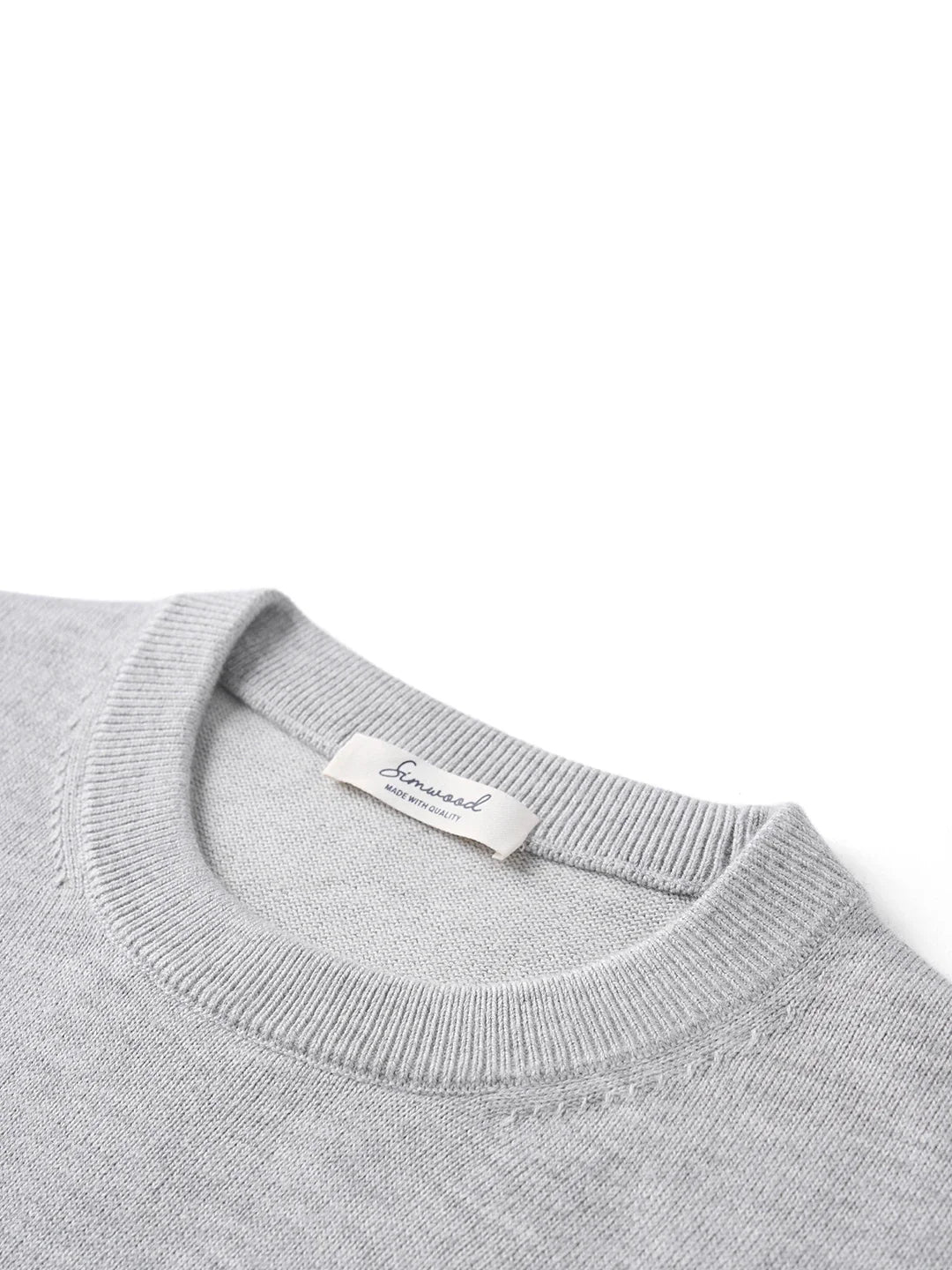 Unisex long-sleeve pullover crew neck fine knit gray