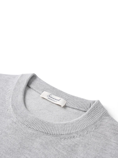 Unisex long-sleeve pullover crew neck fine knit gray