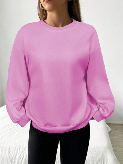 Women's Crew-Neck Oversized Basic Long-Sleeve Sweatshirt