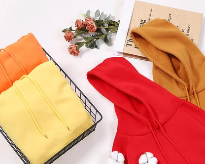 Women's hoodie with coffee cup print, hood, and kangaroo pocket