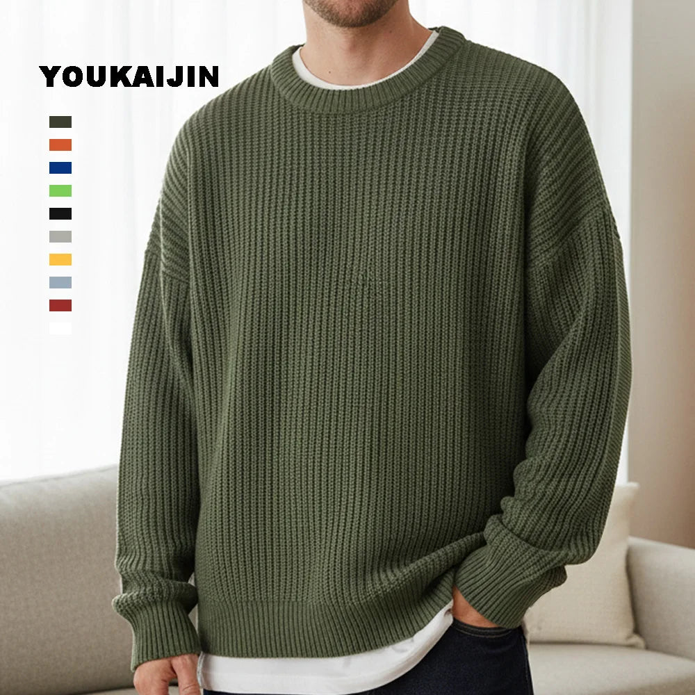 Men's chunky-knit sweater, crew neck, relaxed fit