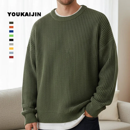 Men's chunky-knit sweater, crew neck, relaxed fit
