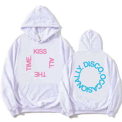Unisex hoodie with hood, kangaroo pocket, and lettering