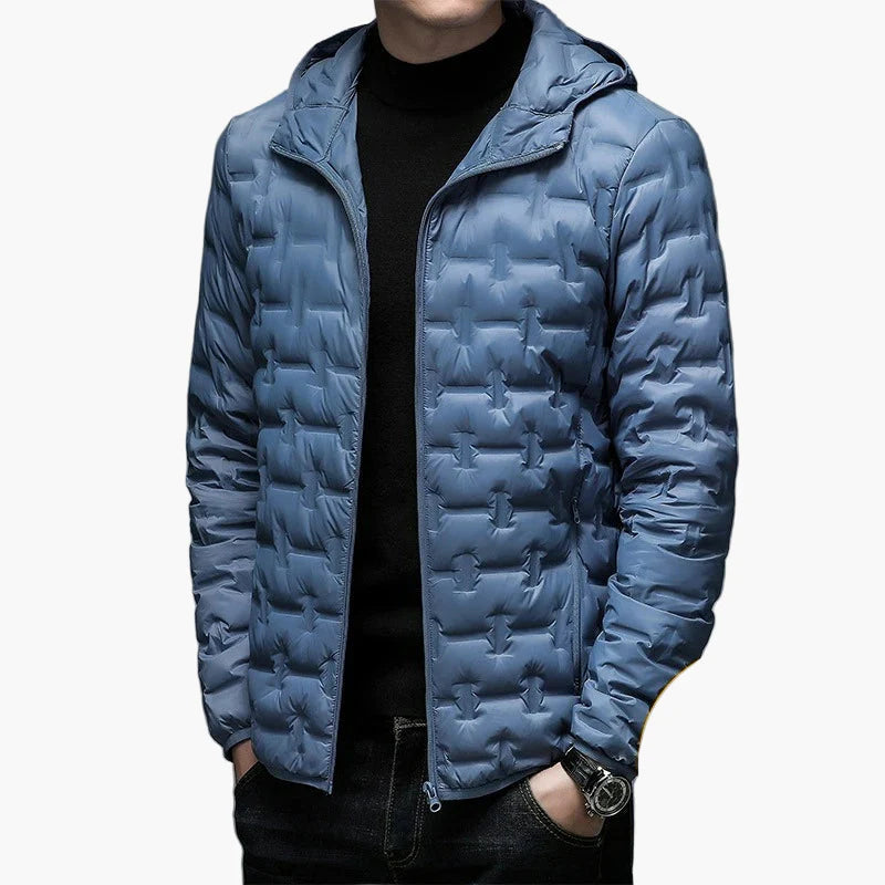 Men's quilted jacket winter outdoor casual jacket with hood – warming transitional jacket