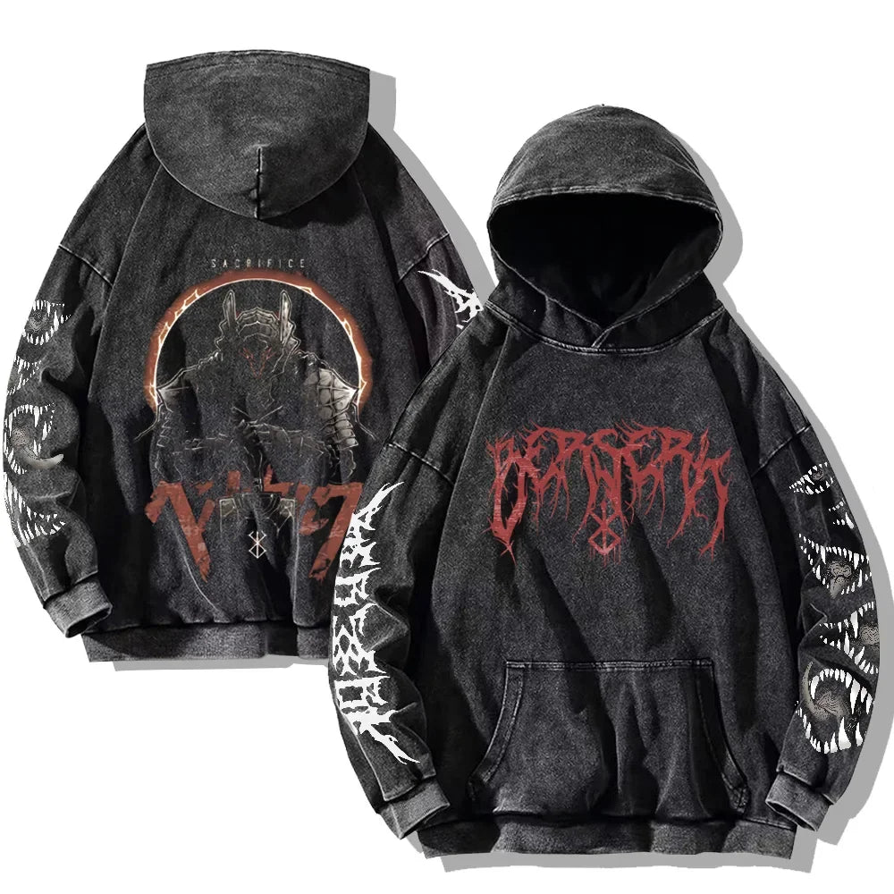 Oversized washed unisex hoodie with graphic print