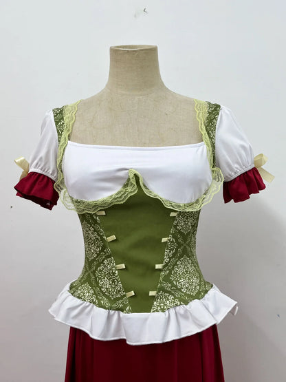 Women's dirndl costume with corset-style top & skirt in traditional costume style