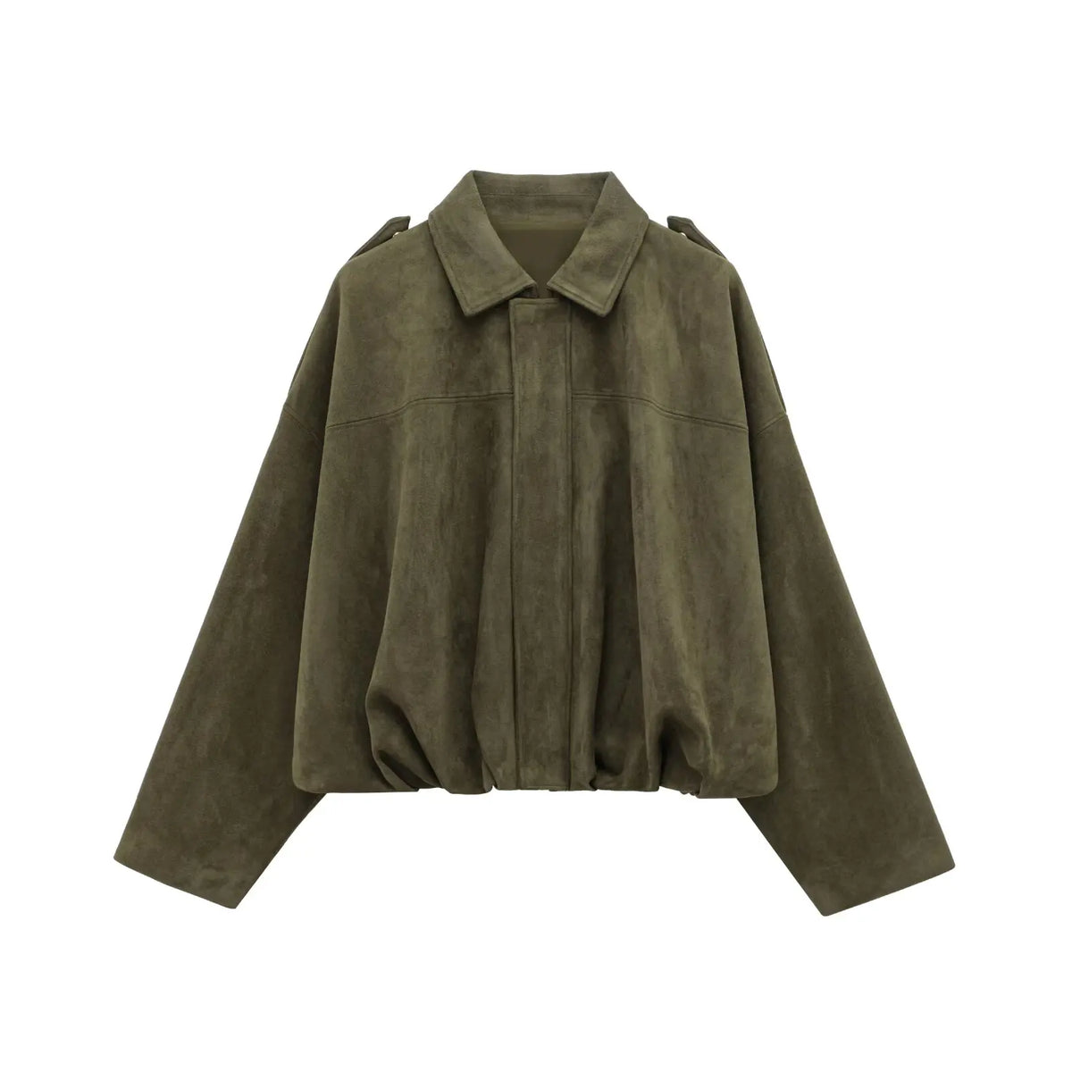 Women's cropped short transition jacket with lapel collar and long sleeves