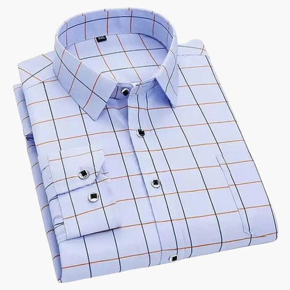 Men's Business Casual Shirt with Stripe Pattern – Elegant Long-Sleeve Shirt for Office & Everyday Use