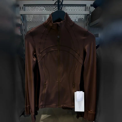 Damen Sportjacke mit Reißverschluss Stehkragen Slim Fit