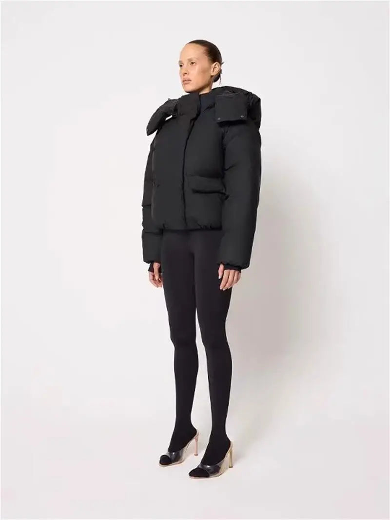 Kurze Steppjacke mit Kapuze für Damen, Beige