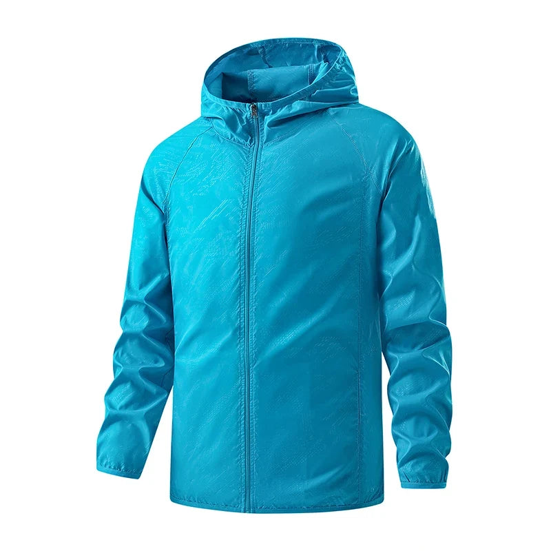 Lightweight hooded windbreaker jacket with zipper