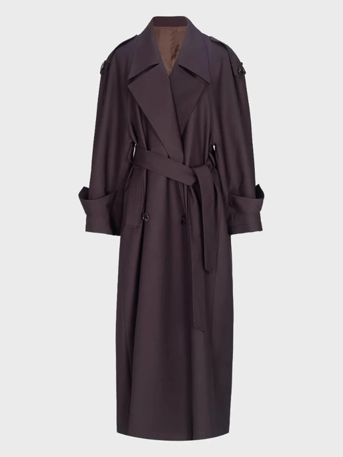 Trenchcoat Damen Lang Elegant Zweireihig mit Gürtel