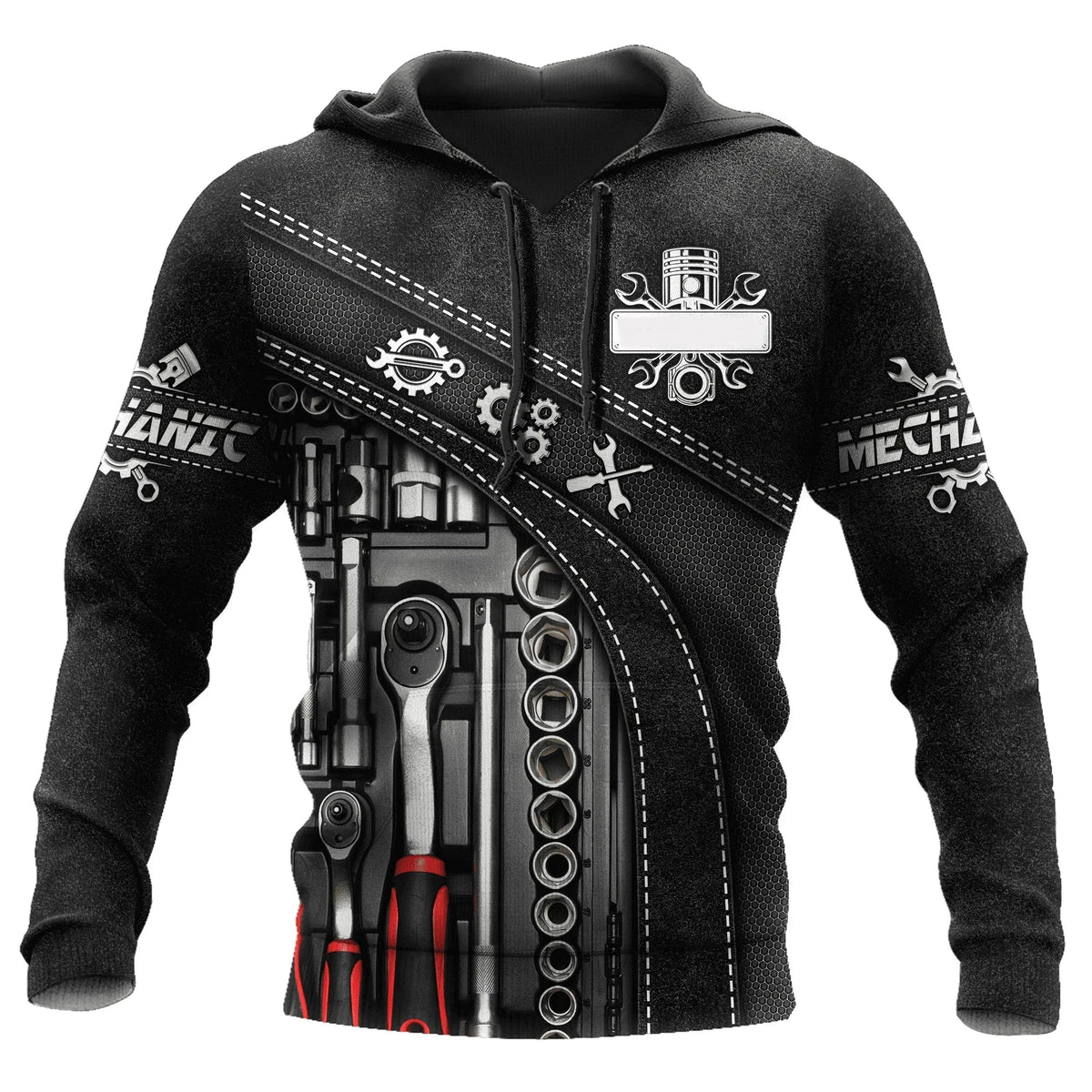 Hoodie mit Mechaniker-Thema und Grafikdruck, verschiedene Designs