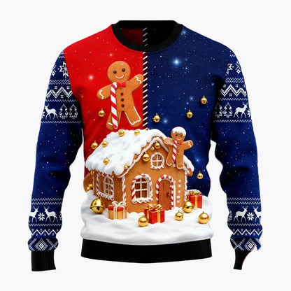 Men's Ugly Christmas Sweater – Christmas Pullover with Gingerbread Motif