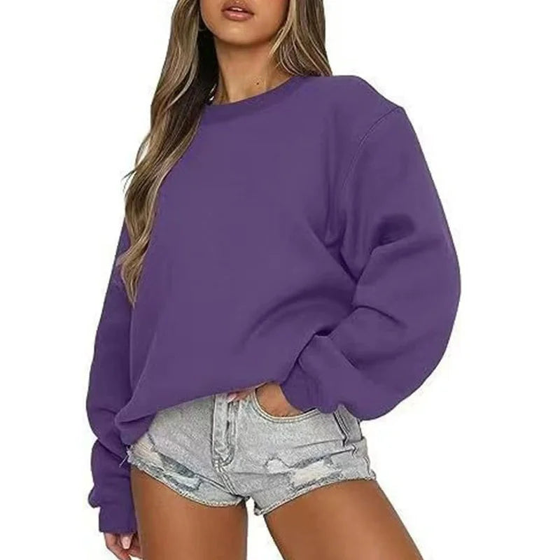 Women's Oversized Crew-Neck Long-Sleeve Sweatshirt