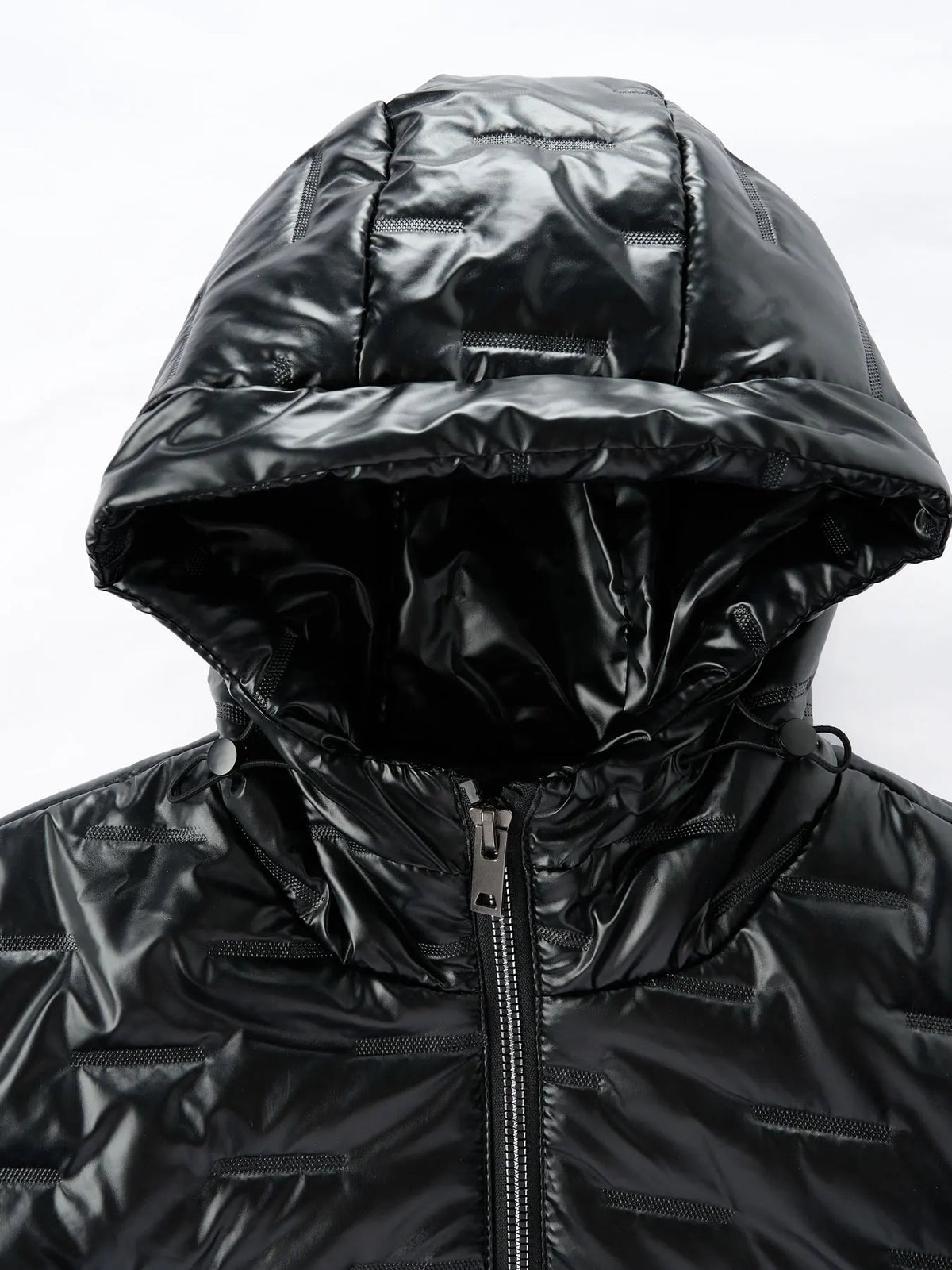 Men's Black Shiny Hooded Puffer Jacket