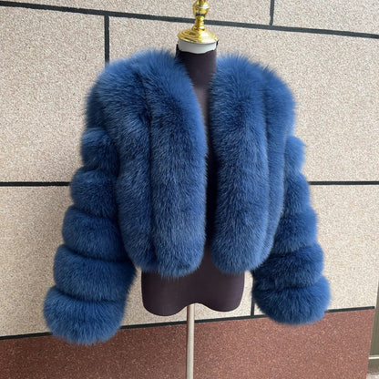 Kurze Damen Pelzimitat Jacke Winter Warm Cropped