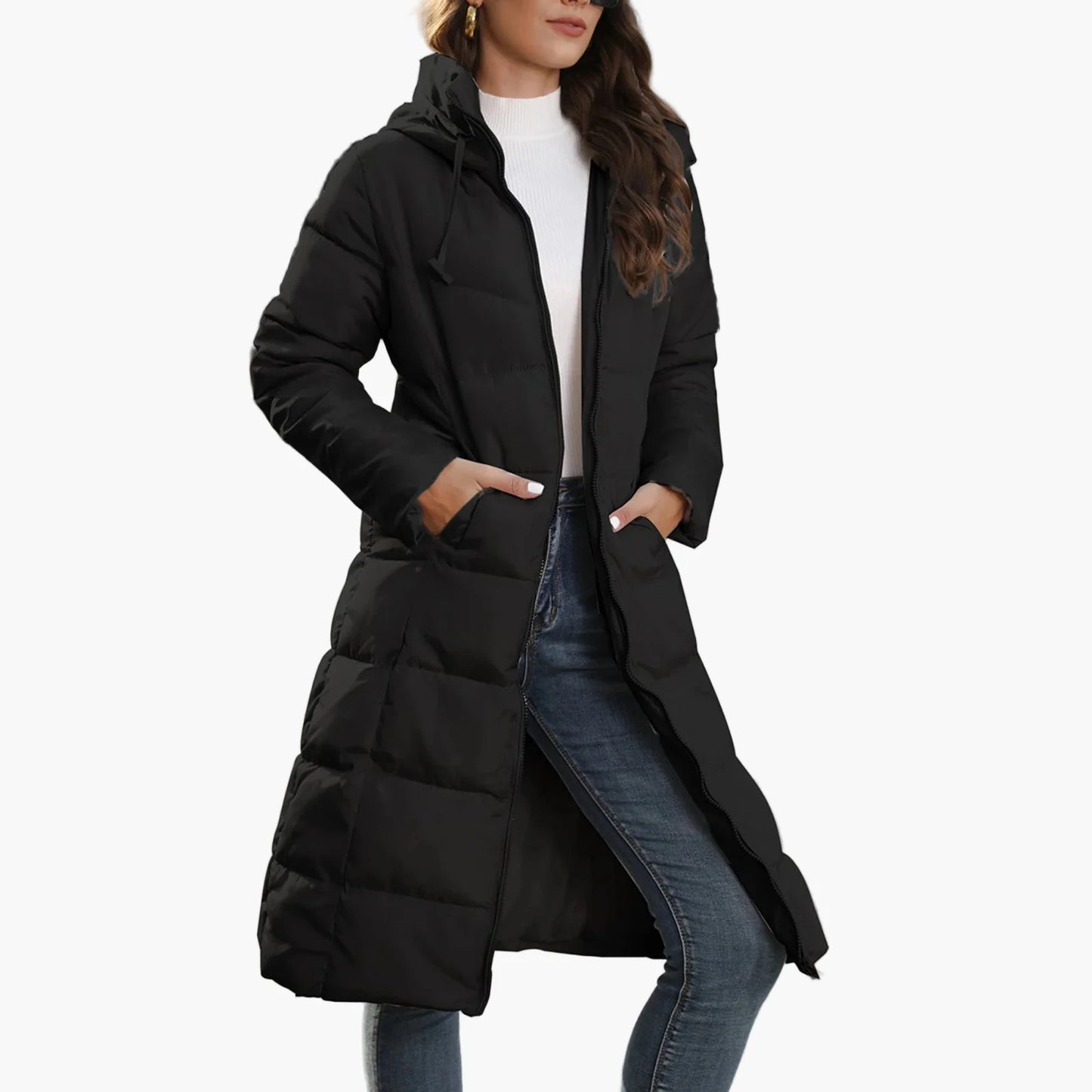 Damen Steppmantel Winterjacke Kapuze Langarm Casual Streetwear