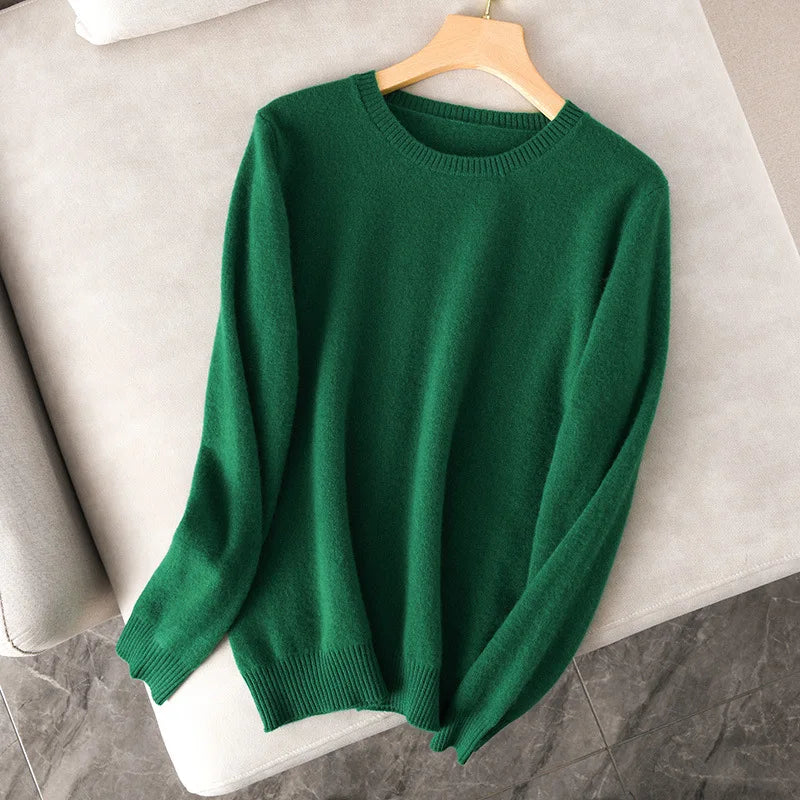 Women's Crew Neck Long-Sleeve Basic Knit Sweater in Many Colors
