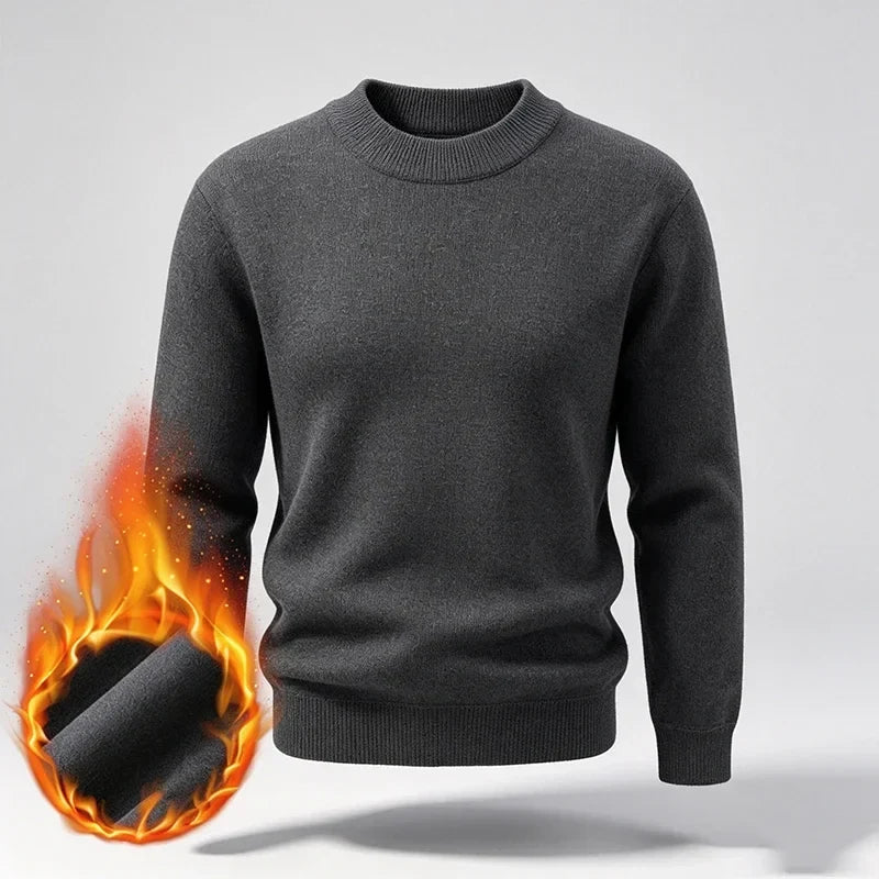 Men's warm turtleneck knit sweater for winter, long sleeves